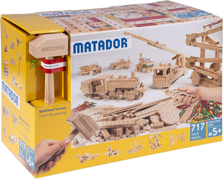 Matador 11717 E717 Baukasten, holzfarben, ab 5 Jahren , bunt Single, Single