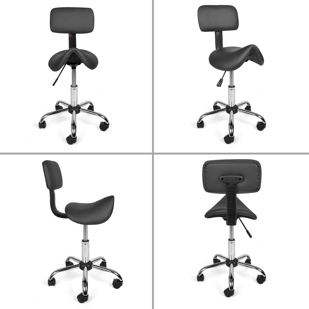Mingone Sattelhocker mit Rückenlehne Drehhocker Arbeitsstuhl Ergonomisch Bürohocker mit Rollen Satte