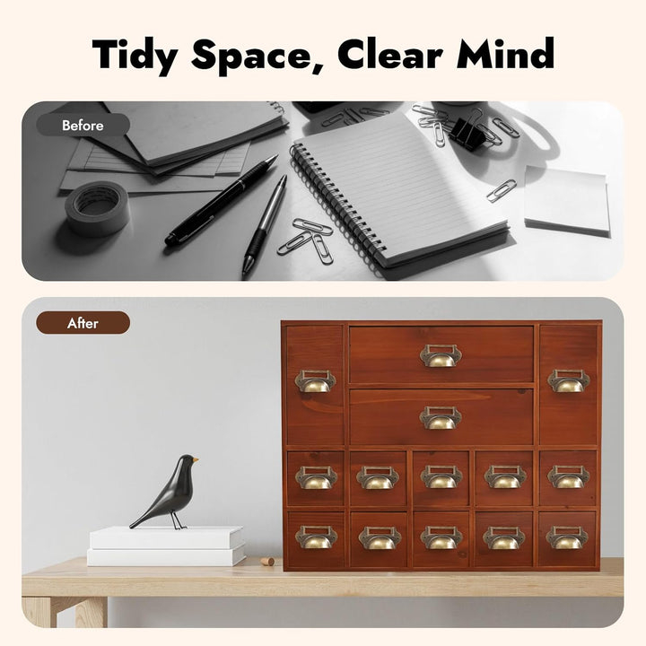 Mini Kommode mit 14 Schubladen Vintage Schubladenschrank Holz-Apothekerschrank für den Tisch geeigne