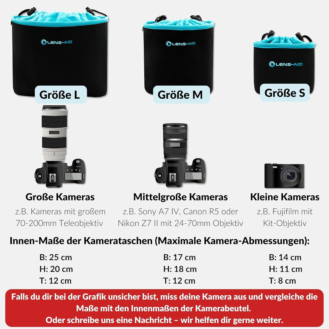 Lens-Aid Neopren Kamerabeutel mit Fütterung zum Schutz der Kamera-Ausrüstung, Kameratasche für Rucks