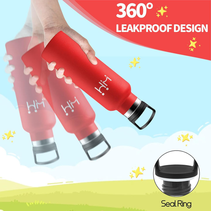 HoneyHolly Trinkflasche Edelstahl 500ML, BPA-Frei, Trinkflasche Kinder, Auslaufsichere Isolierflasch