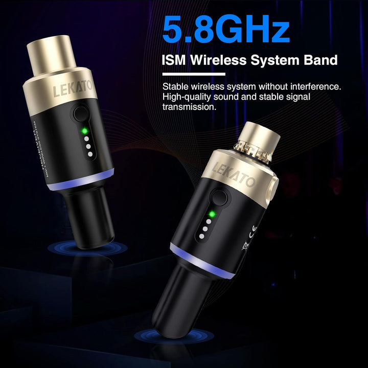 LEKATO 5,8 Ghz Wireless Mikrofon Sender Empfänger Plug-on XLR Mikrofon Wireless System für dynamisch
