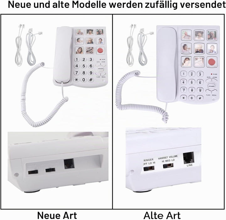 Grosses Tastentelefon für Senioren, LD-858HF Schnurgebundenes Festnetztelefon mit SOS-Taste Vorgespe