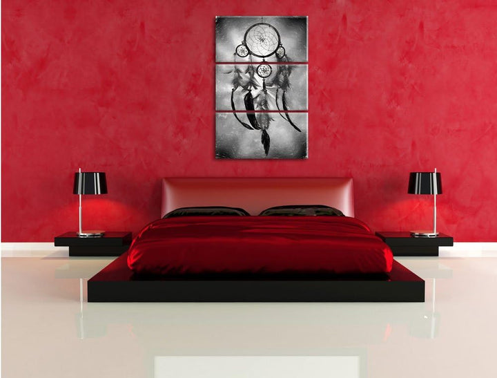 Pixxprint Indianischer Traumfänger Kunst als Leinwandbild/Grösse: 3 Teilig (120x80 cm) cm/Wandbild/K