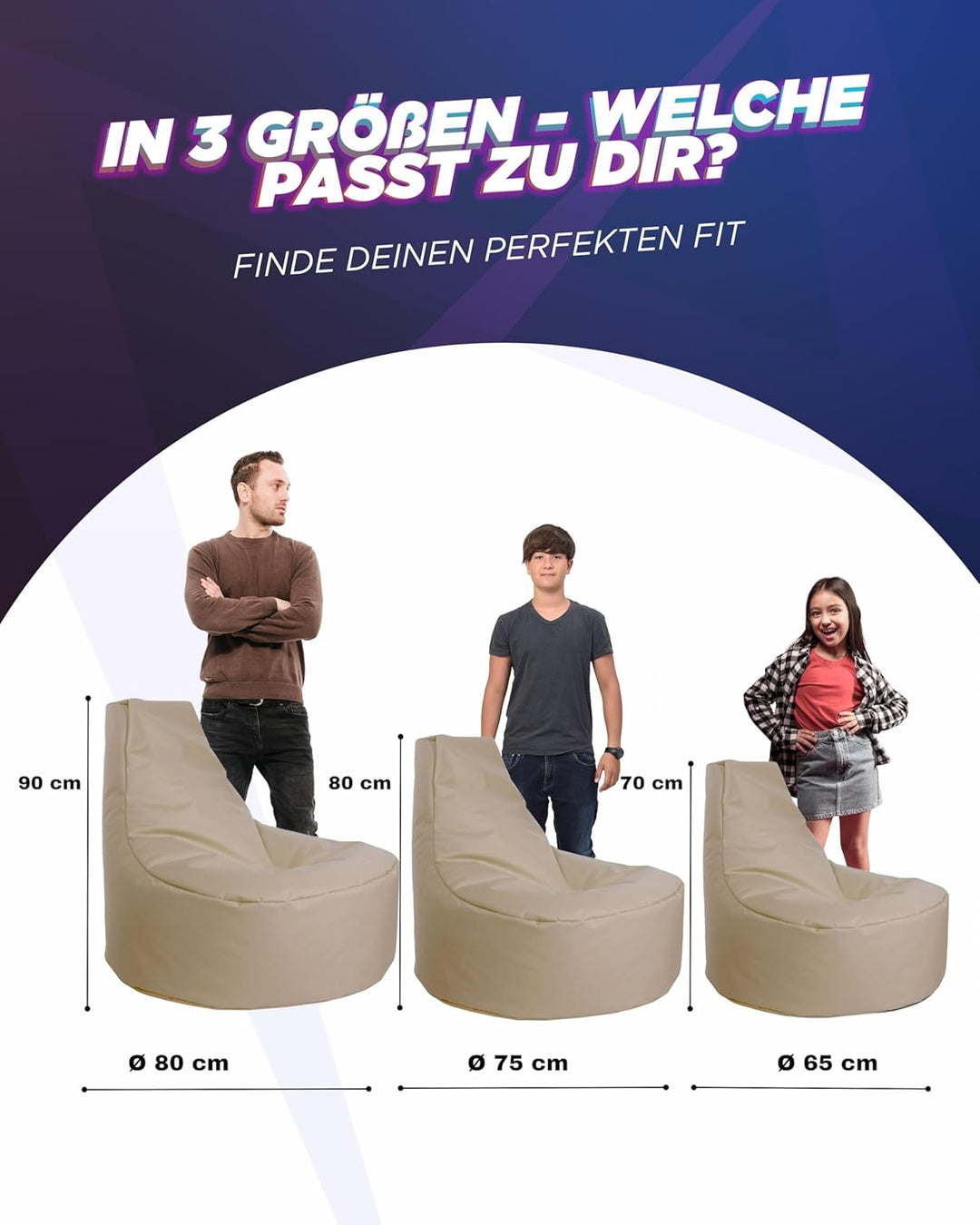 PATCH HOME Gamer Kissen & Lounge Sitzsack – befüllbar mit Reissverschluss, gefüllt mit Styropor, gee