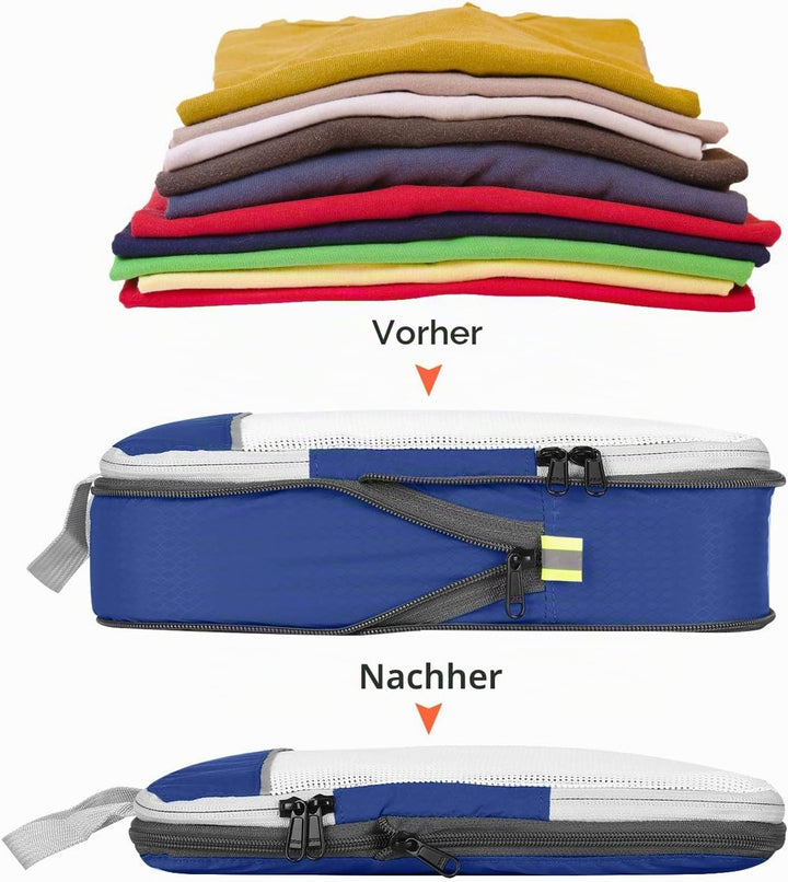 Gonex Compression Packing Cubes for Travel, Mesh Bags Luggage Organizers | Set of 6 with Laundry Bag