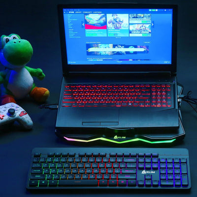 KLIM Rainbow + Laptop-Kühler mit RGB-Beleuchtung + 11" - 17" + Spiele-Laptop-Kühler für den Schreibt