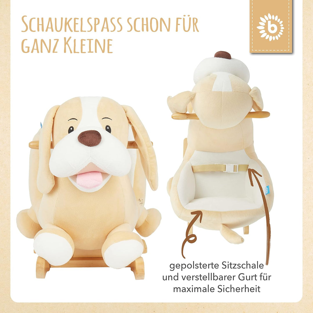 Bieco Plüsch Schaukeltier Hund 'Sam' | Kinder Schaukelstuhl mit Sicherheitsgurt | Baby Schaukel | Sc