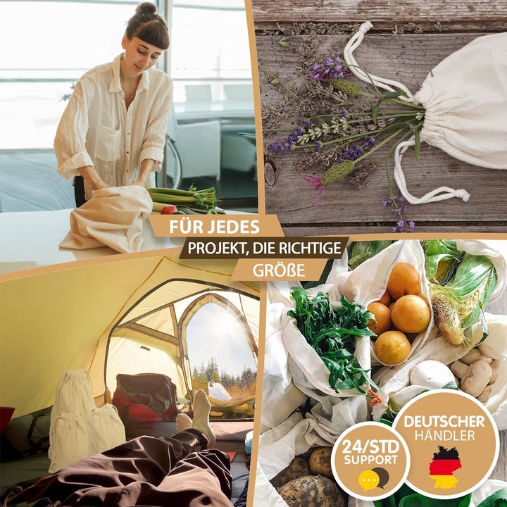 25 x 30 Stoffbeutel aus Baumwolle 25 Stück Set - Kleine Stoffbeutel mit Kordelzug - Zuziehbeutel Bro