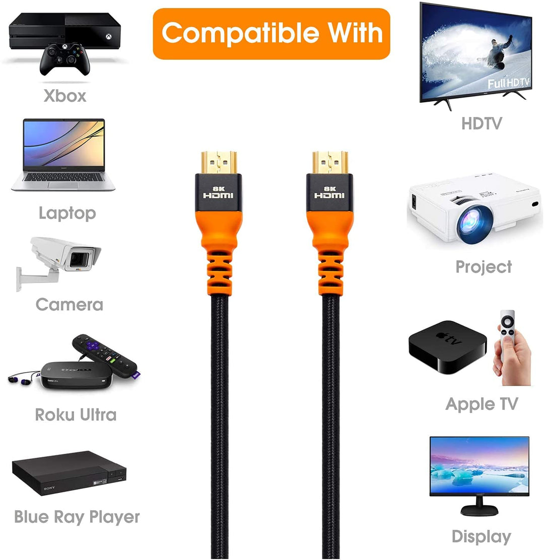 IXEVER 8K HDMI 2.1 Kabel, 5 m, Ultra HD 48 Gbit/s High Speed eARC RTX 3090 HDR10 4:4 HDCP 2.2 & 2.3