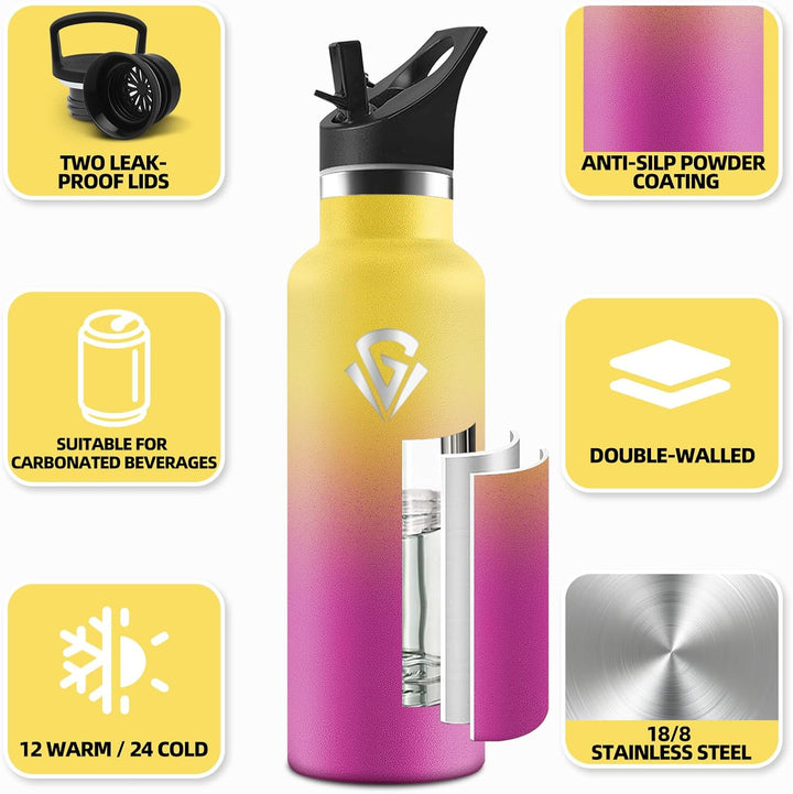 Trinkflasche 750ML BPA-Frei, Auslaufsichere Isolierflasche Doppelwandig, Wasserflasche Edelstahl mit