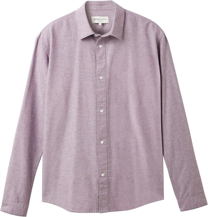 TOM TAILOR Denim Herren Relaxed Fit Oxford Hemd aus Baumwolle S 32359-dusty Grape Chambray, S 32359-
