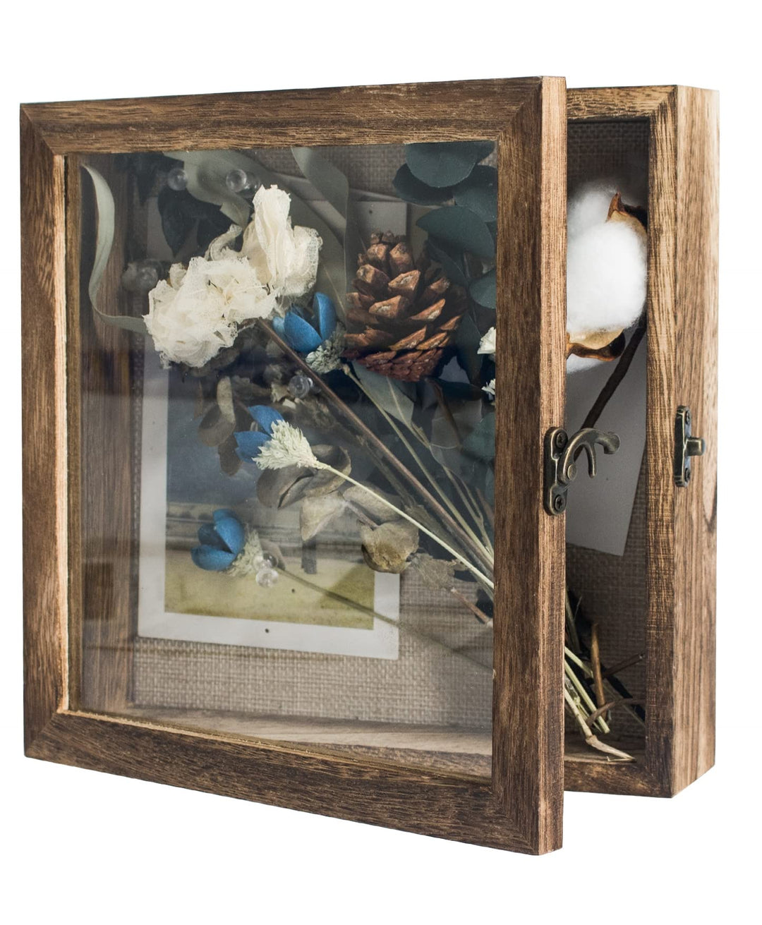 GraduatePro 3D Bilderrahmen zum Befüllen Glasscheibe Holz Box für Objektrahmen DIY Tiefer Rahmen Fot