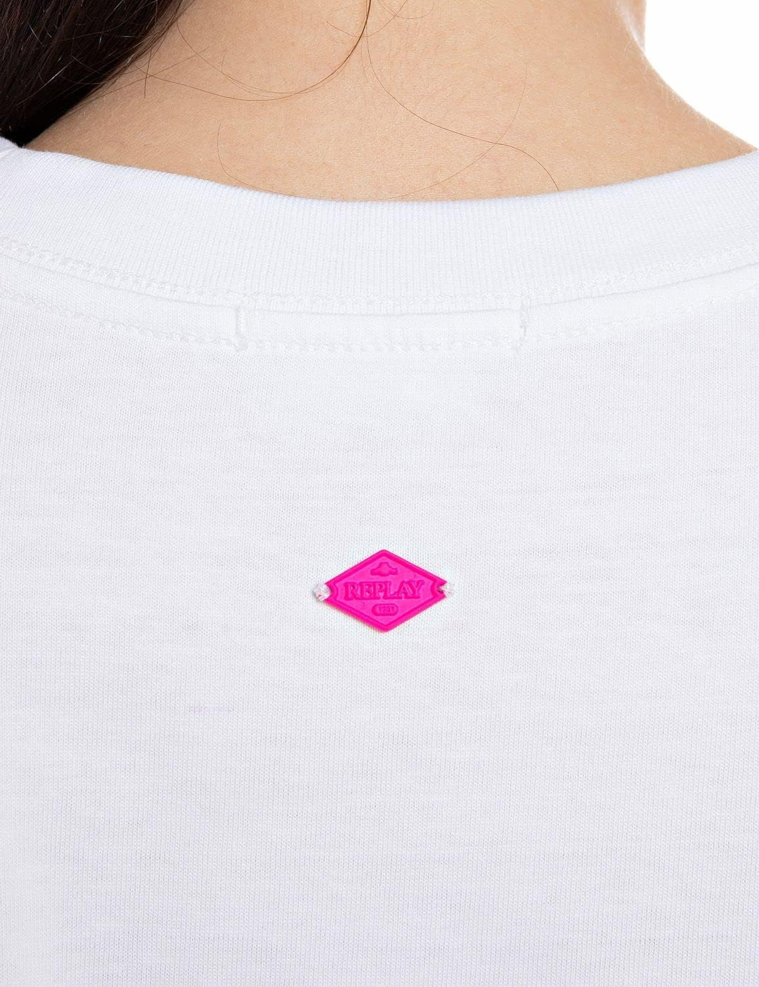 Replay Damen T-Shirt Kurzarm Human S Optical White 001, S Optical White 001