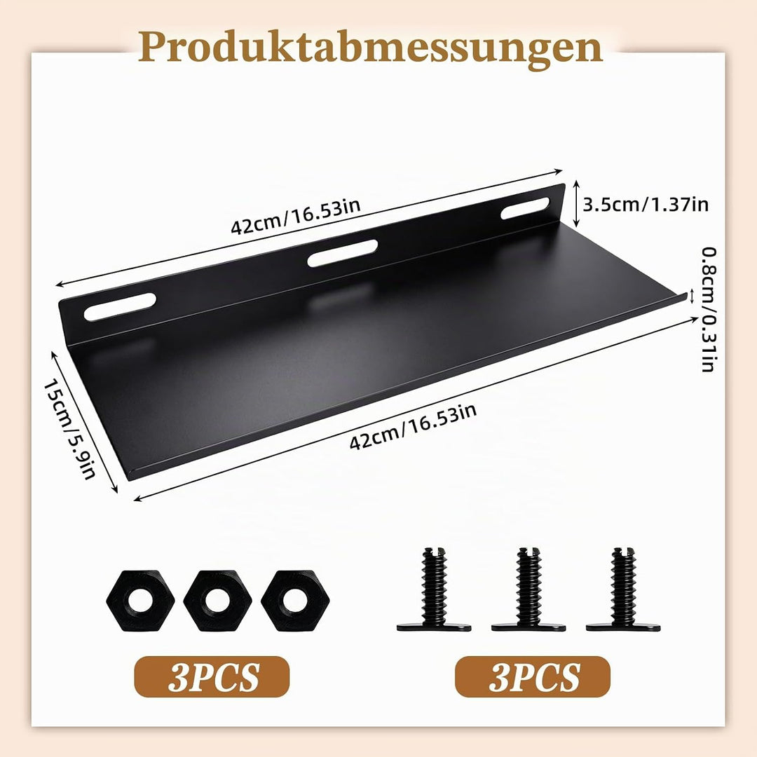 Regal für Akustikpaneele, 40×15cm Schwarz Metall Wandregal, Ohne Bohren Zubehör Akustikpaneele, Wand