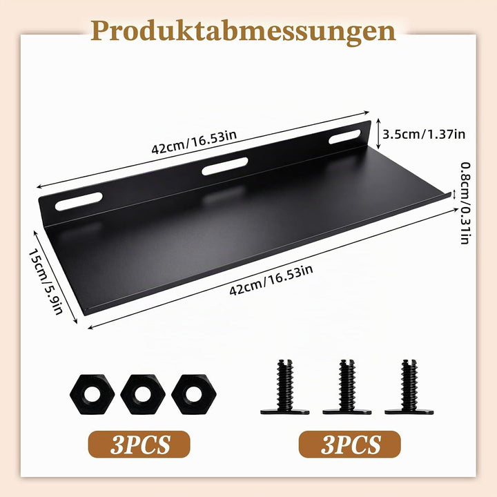 Regal für Akustikpaneele, 40×15cm Schwarz Metall Wandregal, Ohne Bohren Zubehör Akustikpaneele, Wand