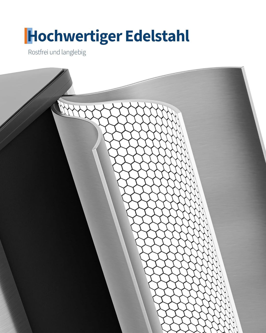 GarveeHome Mülleimer Küche, 2 x 15 L, Mülltrennsystem 2 Fächer, Metall-Tretmülleimer mit 2 getrennte
