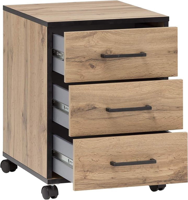 Möbelpartner Montana 146466 Rollcontainer, Eiche Landhaus Dekor, 40,1 x 50 x 57 cm, Eiche Landhaus D