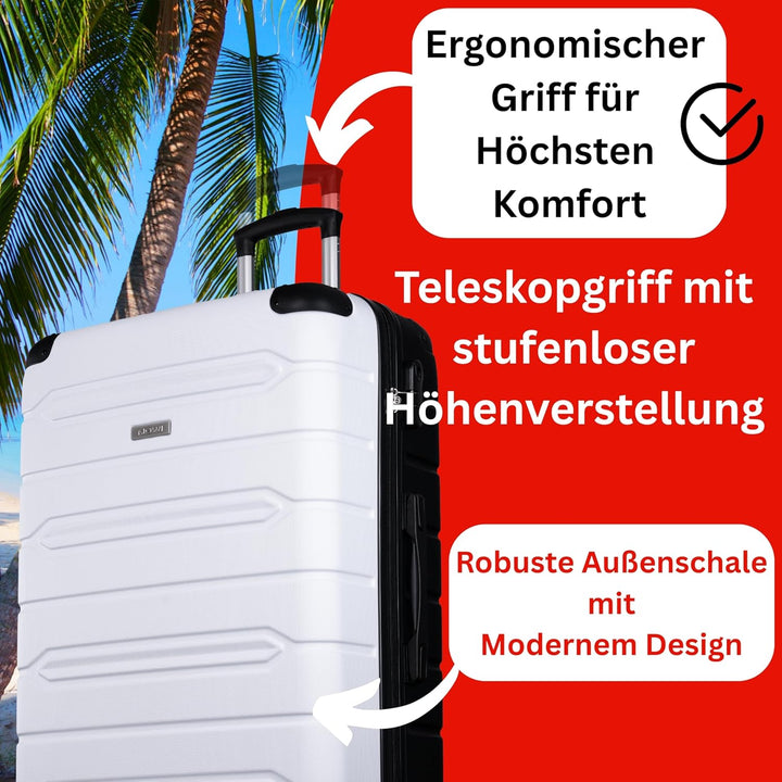 NOWI Hartschalenkoffer XL Gross – 96L Volumen – 8 Rollen 360° drehbar – Leichter ABS Koffer mit Zahl