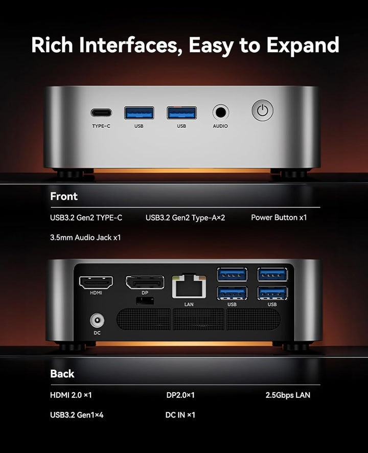 ACEMAGIC M1 Mini PC, AMD Ryzen 7 6800H (8C/16T, bis zu 4.7GHz), 32GB LPDDR5 6400MT/s 1TB NVME SSD Mi