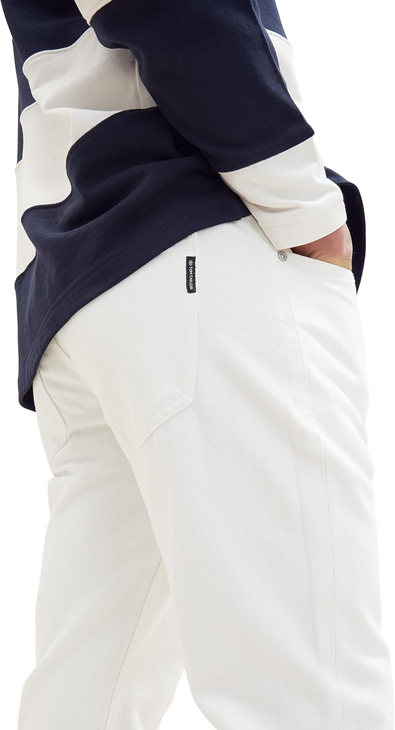TOM TAILOR Herren Marvin Straight Jeans 34W / 32L 10101 - White Denim, 34W / 32L 10101 - White Denim