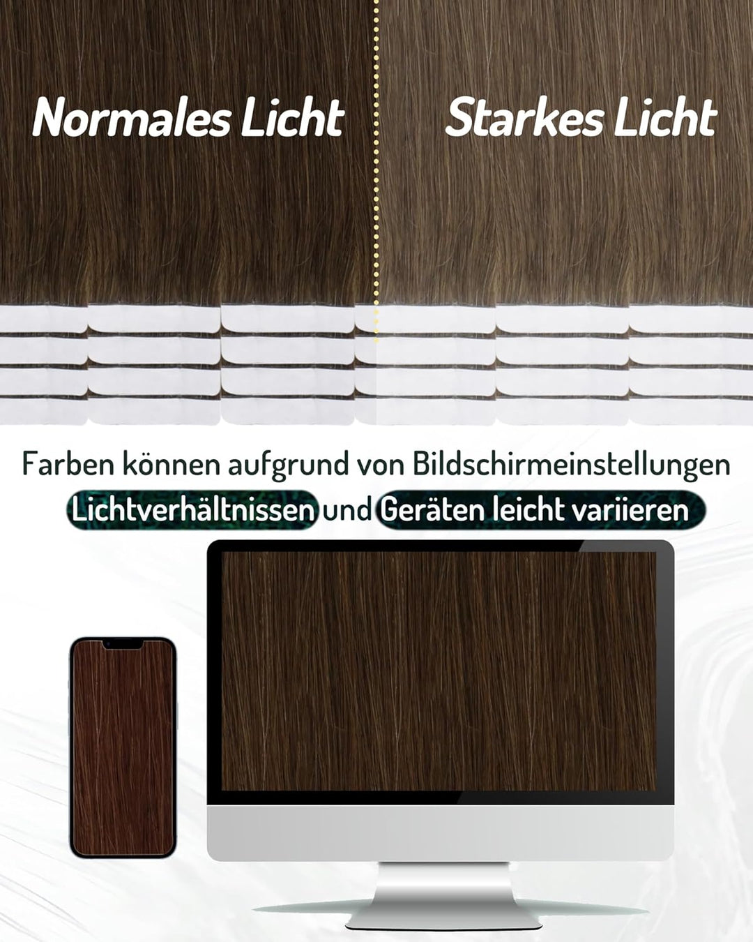 RUNATURE Tape in Extensions Echthaar 40cm Braun Remy Echthaar Extensions Tape Unsichtbare Haarverlän