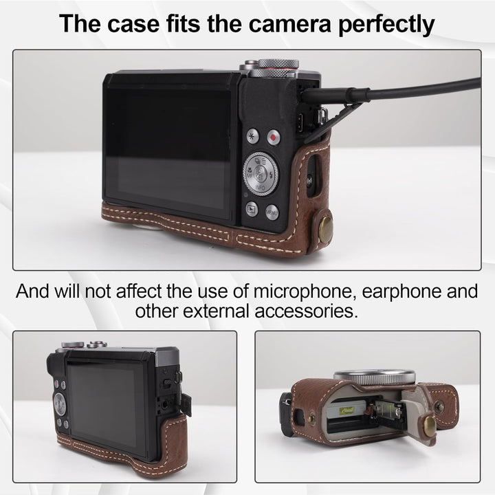 Rieibi G7 X G7X II G7X III Hülle, Vintage Leder Kameratasche für Canon PowerShot G7X G7X Mark II G7X