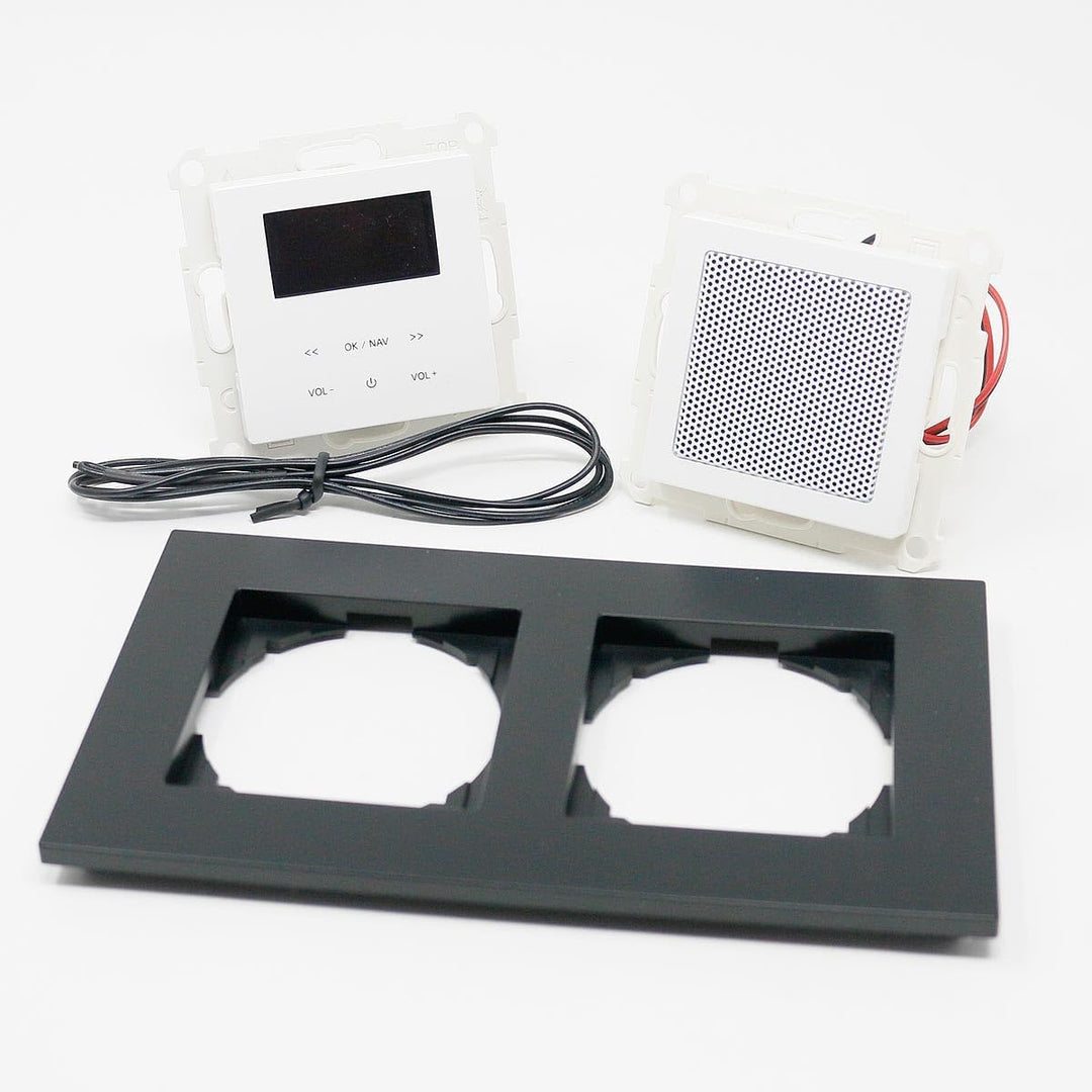 LOGIQ Unterputz Radio mit 2W RMS Lautsprecher, DAB+, UKW und Bluetooth, OLED-Display, Weck- und Slee