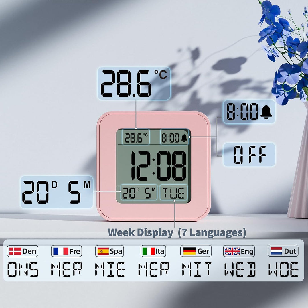 LATEC Wecker Digital, Digitaler Wecker Batterie Alarm Clock, Klein Reisewecker Digital Uhr mit Tempe