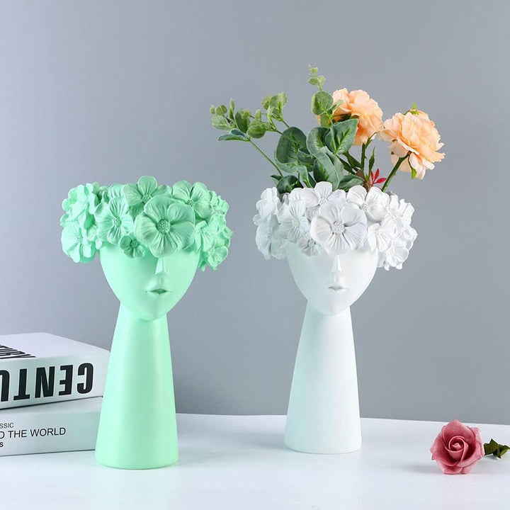 Cabilock Kopf Skulptur Vase Frauenkörper Körperblumenvase Figur Büste Blumentopf Nordische Gesicht A