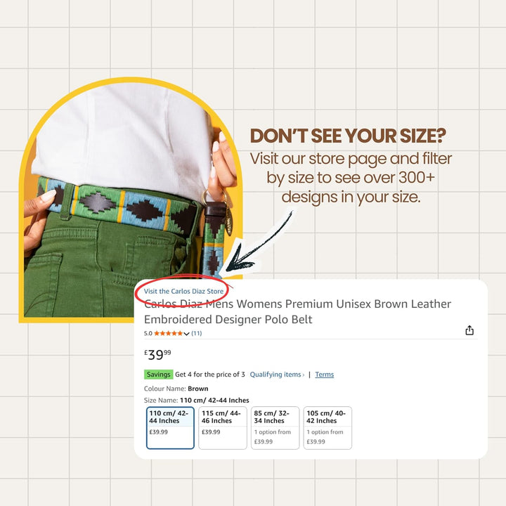 CARLOS DIAZ Herren Damen Premium Unisex Braunes Leder Bestickt Designer Polo Gürtel 110 cm/Taille:40