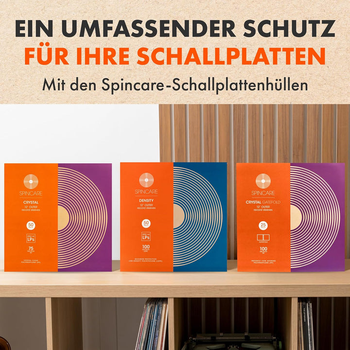 SPINCARE 100x 12 Vinyl LP Schallplatten Hüllen | Density Schutzhüllen Polyethylen für 1-3 Gatefold L