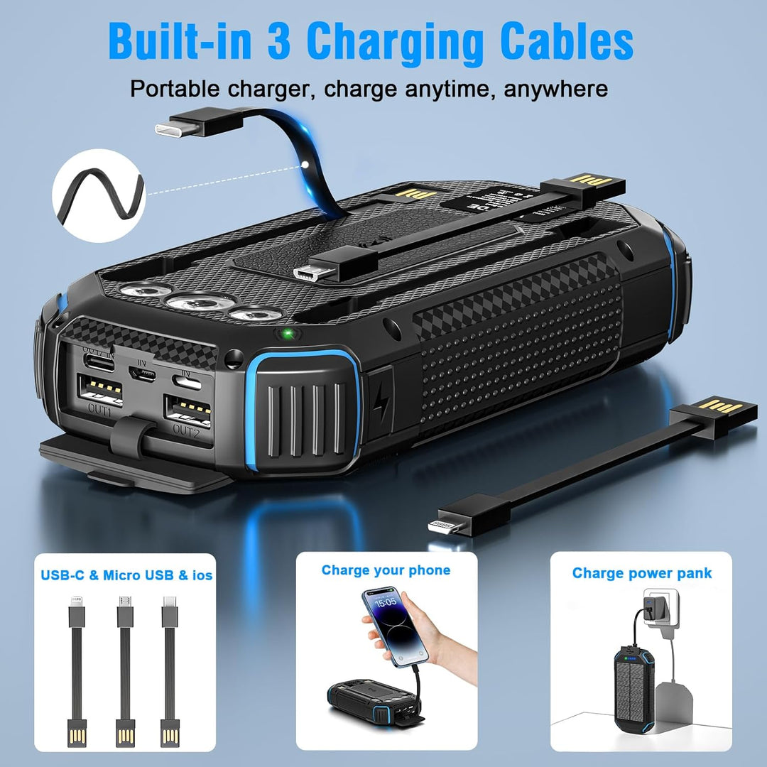 Solar Powerbank Wireless 26800mAh Solar Ladegerät, tragbare USB C Power Bank mit Outdoor Wasserdicht