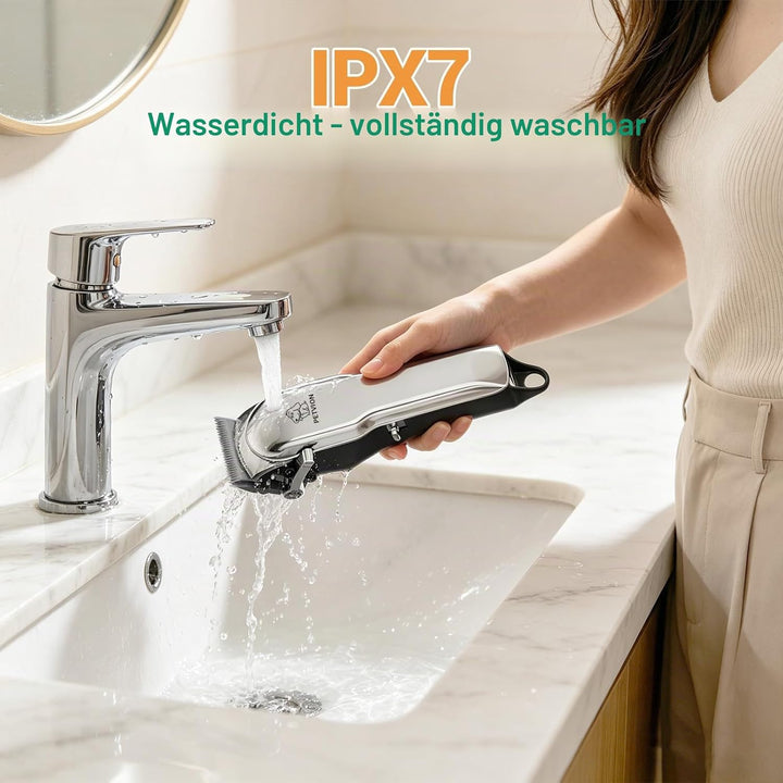 Profi Hundeschermaschine für langes und dickes Fell, leiser Hundehaarschneider mit LED-Display, kabe