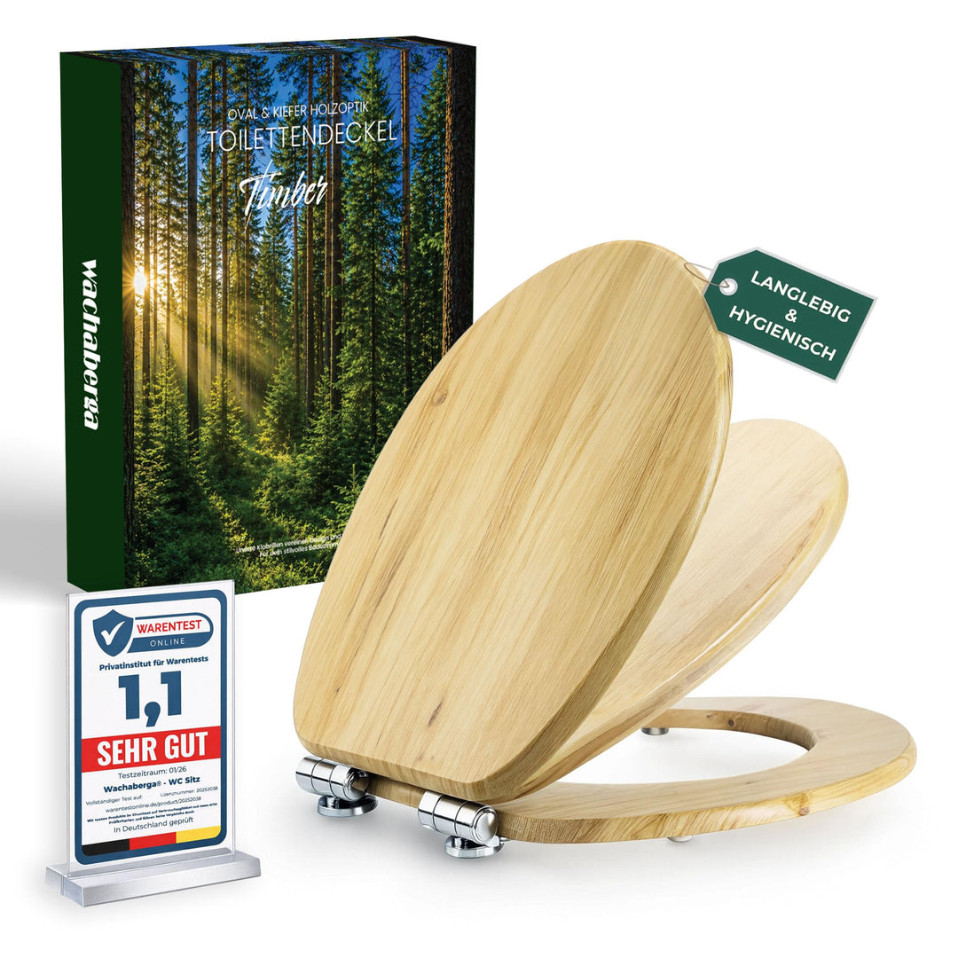 Wachaberga Wc Sitz mit Absenkautomatik Holz (MDF) - bombenfester Halt des Toilettendeckel Holz durch