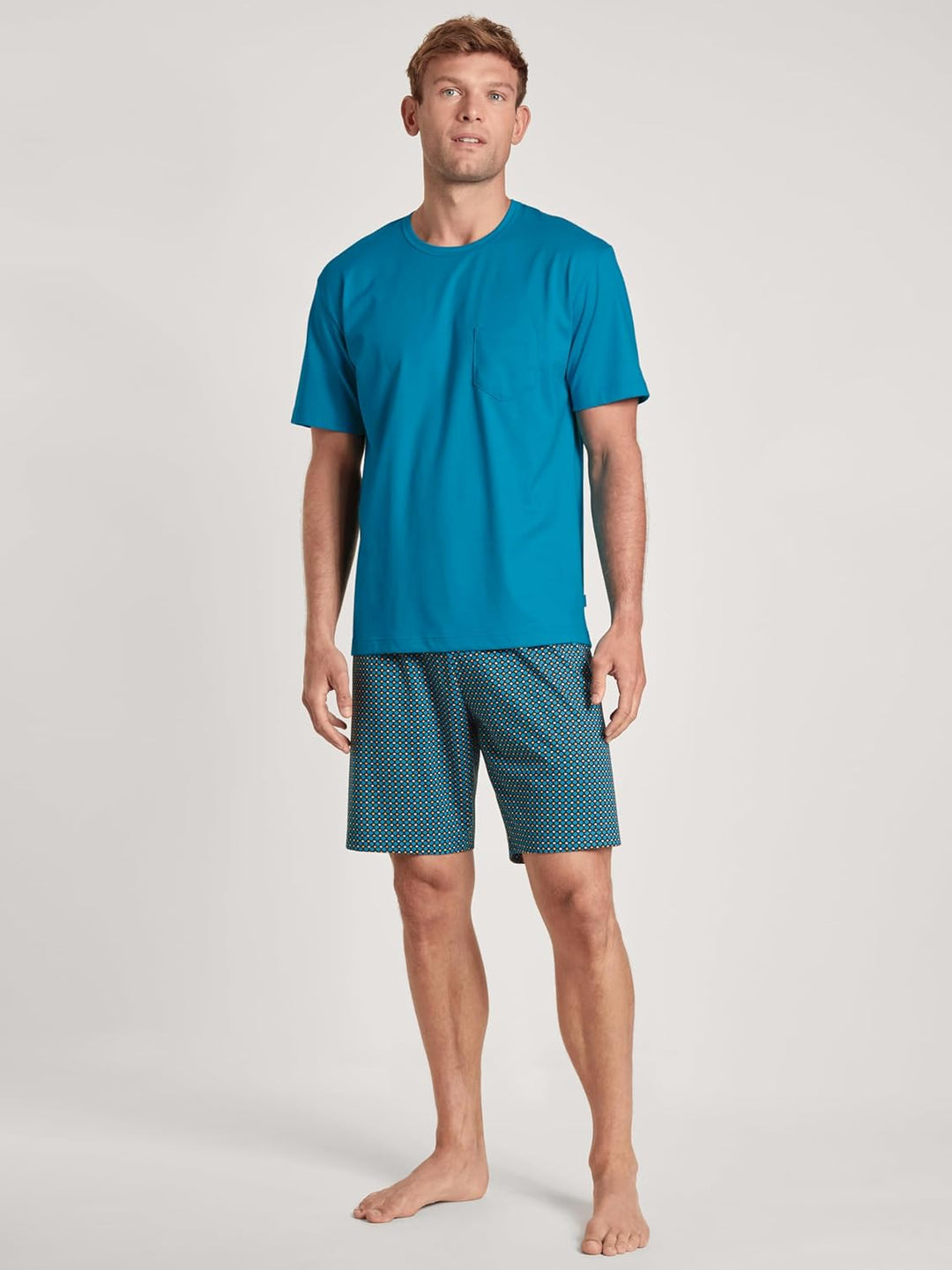 CALIDA Herren Relax Imprint Pyjamaset 46-48 Malibu Blue, 46-48 Malibu Blue