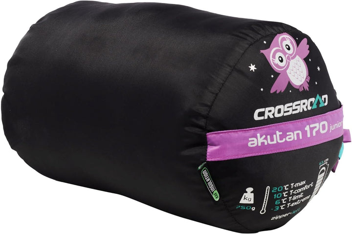 Crossroad Akutan Eule Kinder Schlafsack 170cm - Deckenschlafsack Junior - wasserabweisend - rosa - M