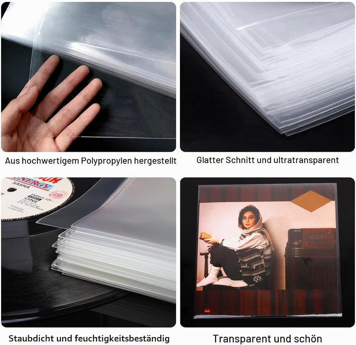 Schallplatten Innenhüllen 100 Stück Vinyl Schutzhüllen für 12 Inch LP