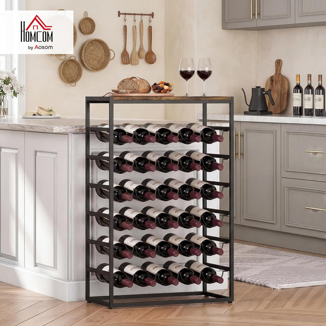 HOMCOM Weinregal für 30 Flaschen Flaschenregal freistehender Flaschenhalter Weinflaschenhalter aus M