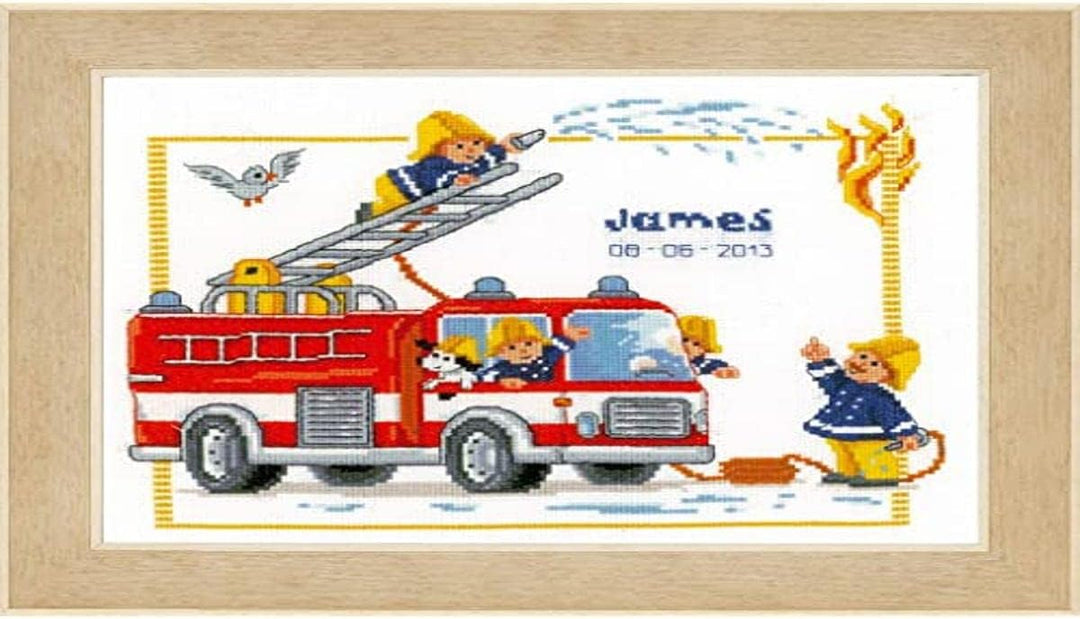 Vervaco Zählmuster Bei der Feuerwehr Zählmusterpackung-Stickpackung im gezählten Kreuzstich, Baumwol