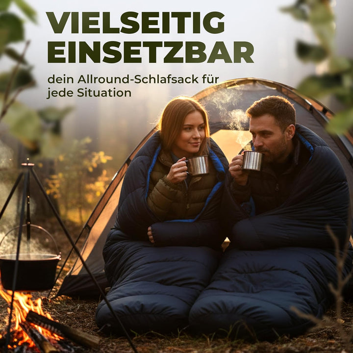 Schlafsack [Ultraleicht] 3 Jahreszeiten Sommer & Winter, kleines Packmass, Komfort, 210x75 cm, leich