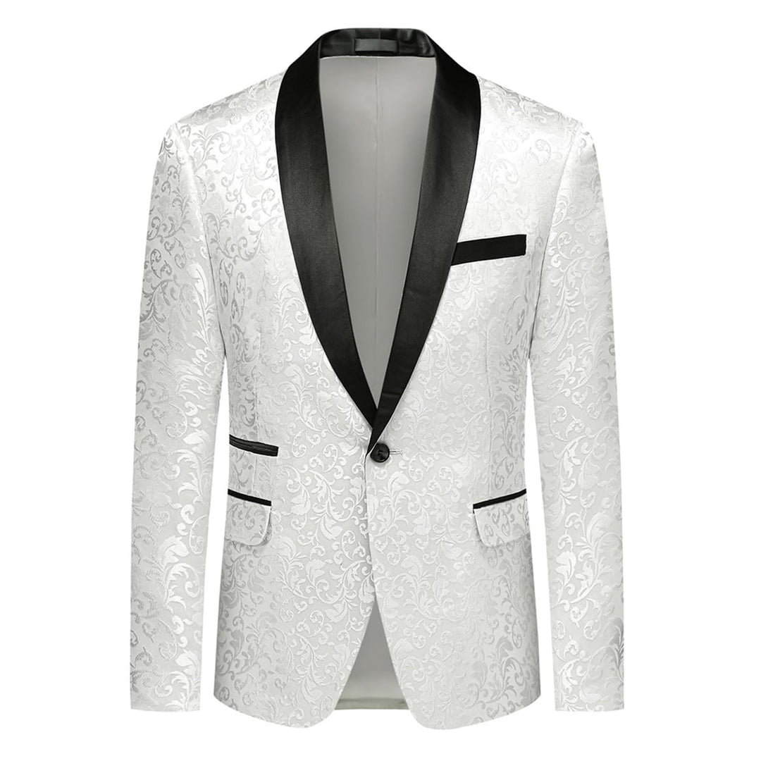 Allthemen Sakko Herren Slim Fit Jacquard Bunte Sakko Casual Blazer Glitzer Smokingjacke Anzugjacke f