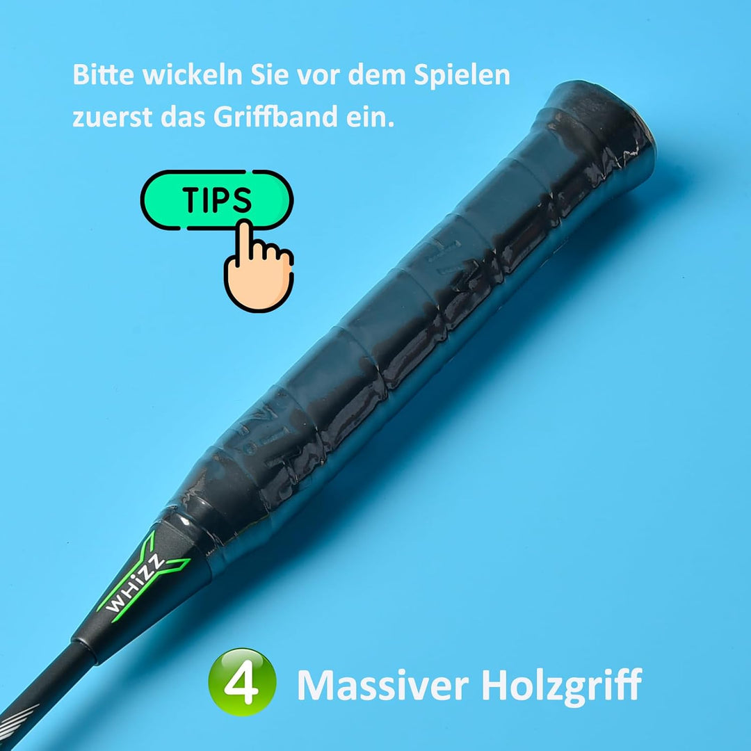 BAIHUALIN WHiZZ Badminton Schläger Set, Leichter Carbon Graphit Badmintonschläger Federball Set für