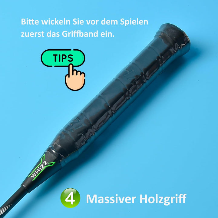 BAIHUALIN WHiZZ Badminton Schläger Set, Leichter Carbon Graphit Badmintonschläger Federball Set für
