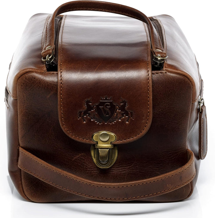 SID & VAIN Kulturtasche Herren Bristol aus Premium Leder I Waschtasche XL gross für Herren und Damen