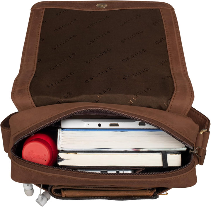 STILORD 'Matt' Ledertasche Männer klein Vintage Umhängetasche Schultertasche Herrentasche für 9,7 Zo