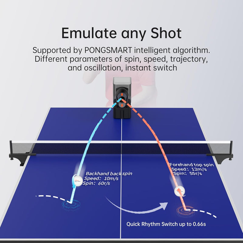 PONGBOT Tischtennisroboter mit Fernbedienung App-gesteuerte automatische Ping Pong Ballmaschine, 44