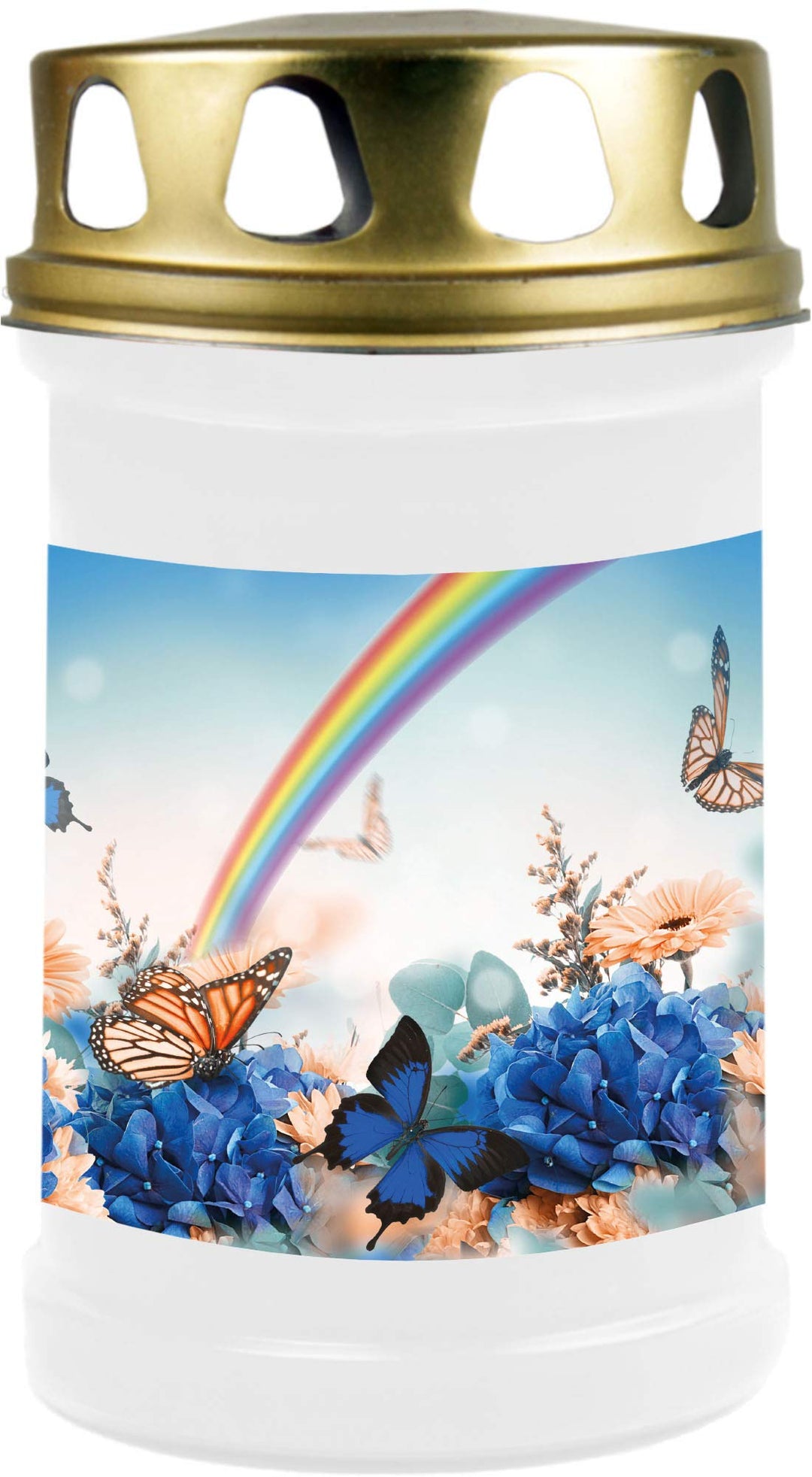 HS Candle 8er Pack Grabkerzen mit Motiv, Grablicht mit Brenndauer von ca. 2 Tage, Motiv: Regenbogen,
