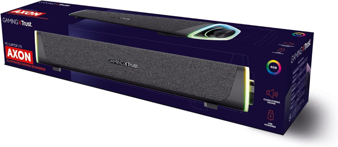 Trust Gaming GXT 620 Axon RGB Soundbar 12W, Stromversorgung über USB, 3.5mm AUX, PC Lautsprecher mit