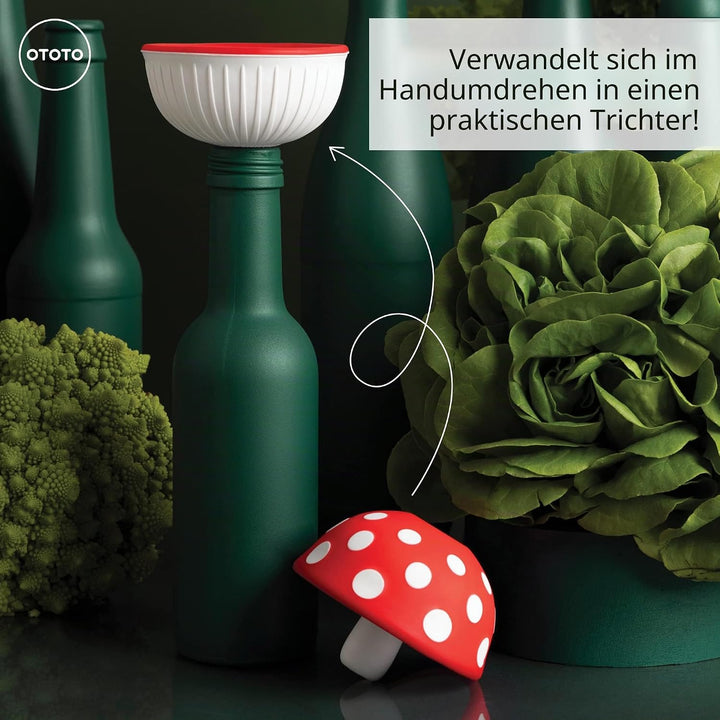 OTOTO Mushroom - Faltbarer kleiner Küchentrichter mit breiter Öffnung für Gläser. Flaschen Silikon 1
